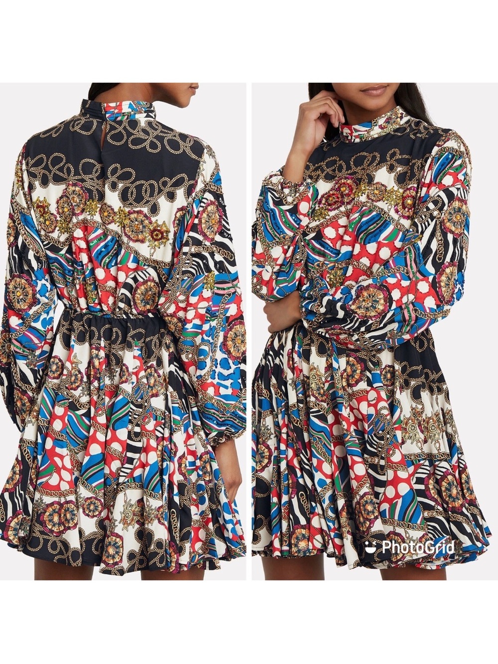 Rhode Caroline Chain Link Long Sleeve Mini Dress Large